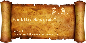 Pantits Manassé névjegykártya